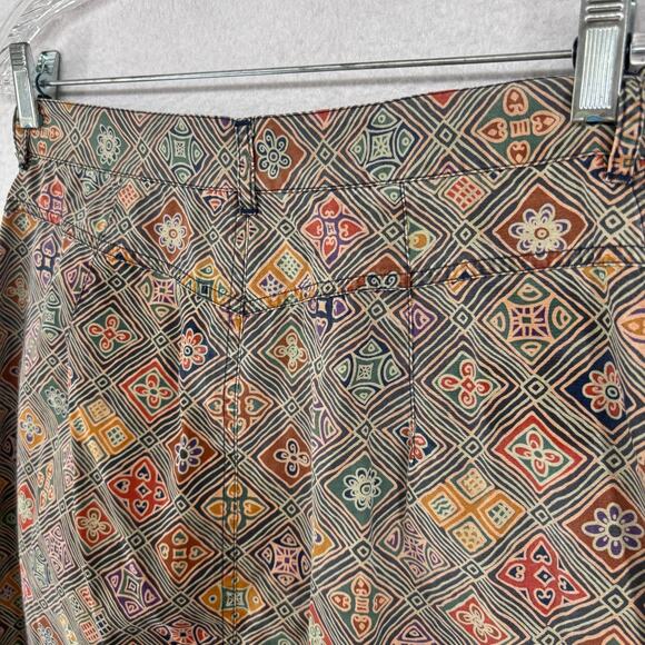 BANANA REPUBLIC Skirt 12 Safari Pencil Geometric Front Zip Boho Cotton Beige Vtg - Picture 9 of 13